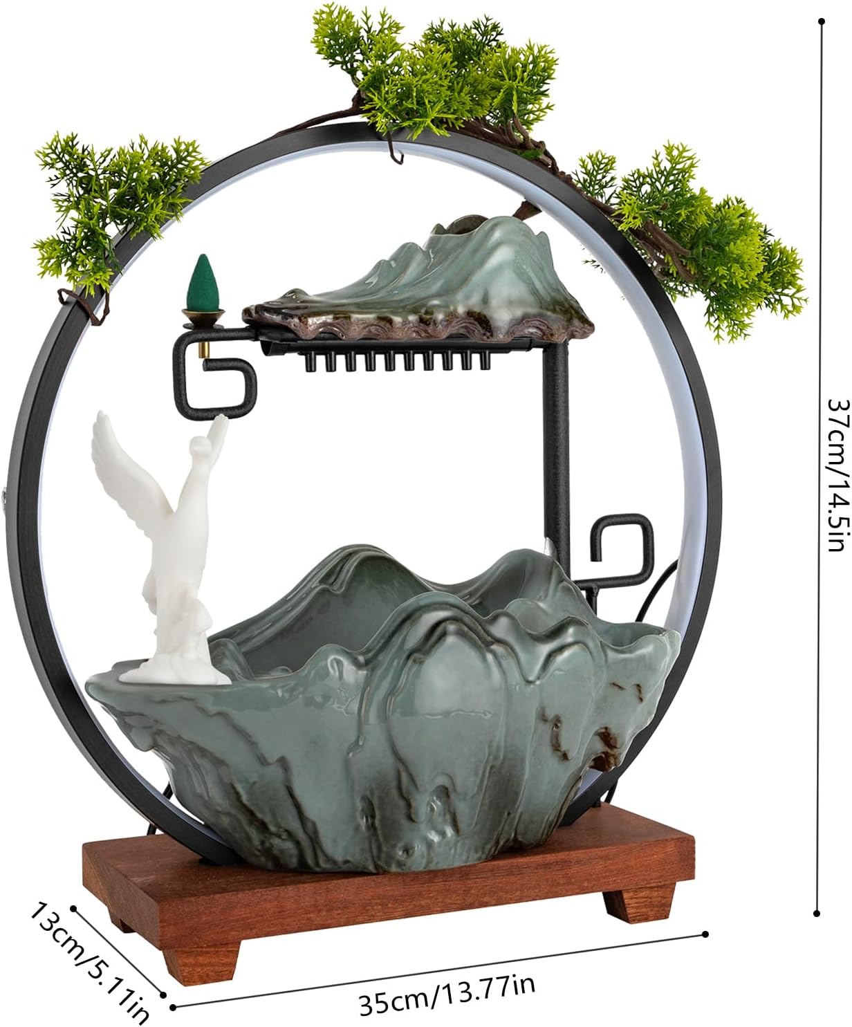 Yumionb Tabletop Fountain with Lights and Pump