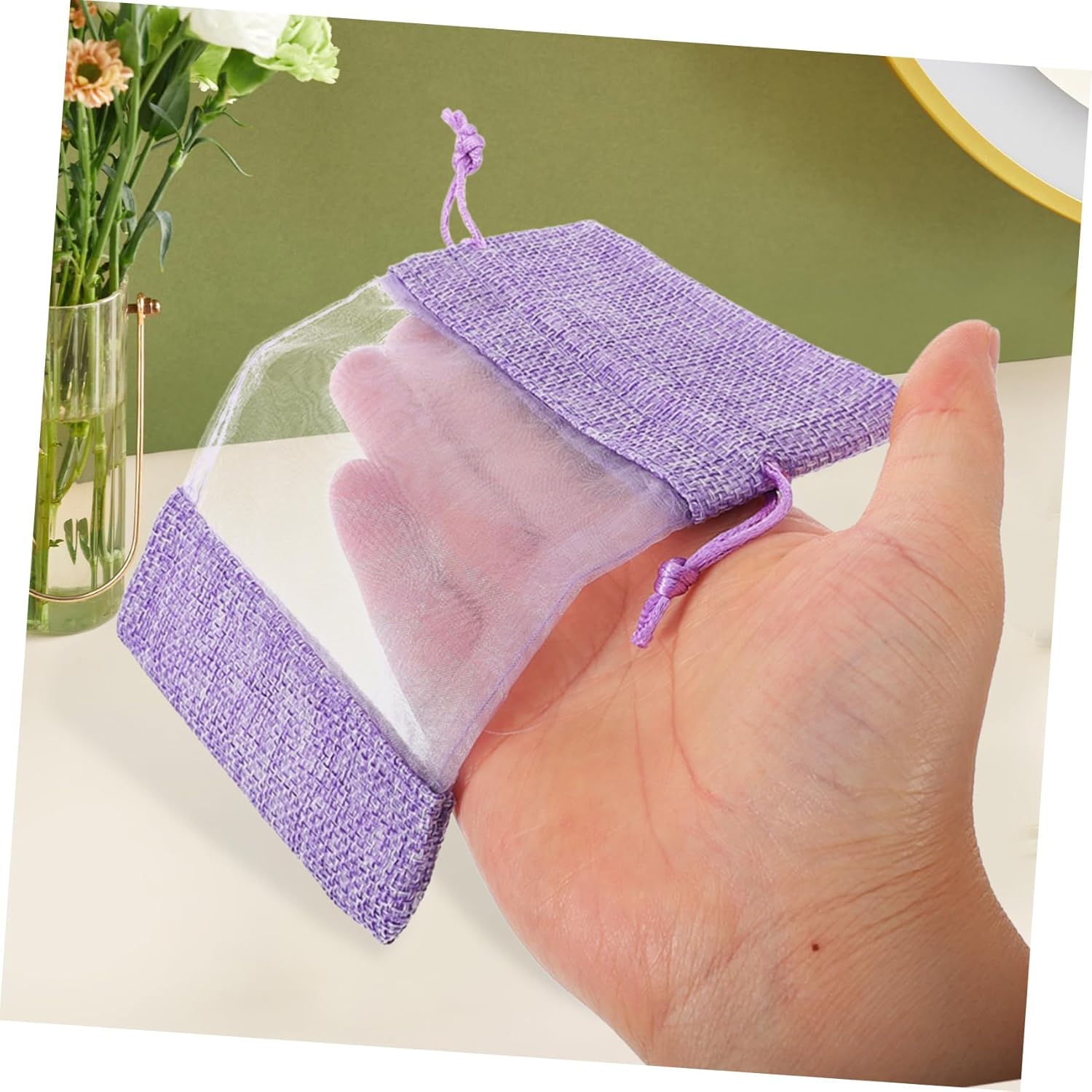 Cabilock 10pcs Lavender Sachet Bags with Drawstring Closure and Fine Mesh Design