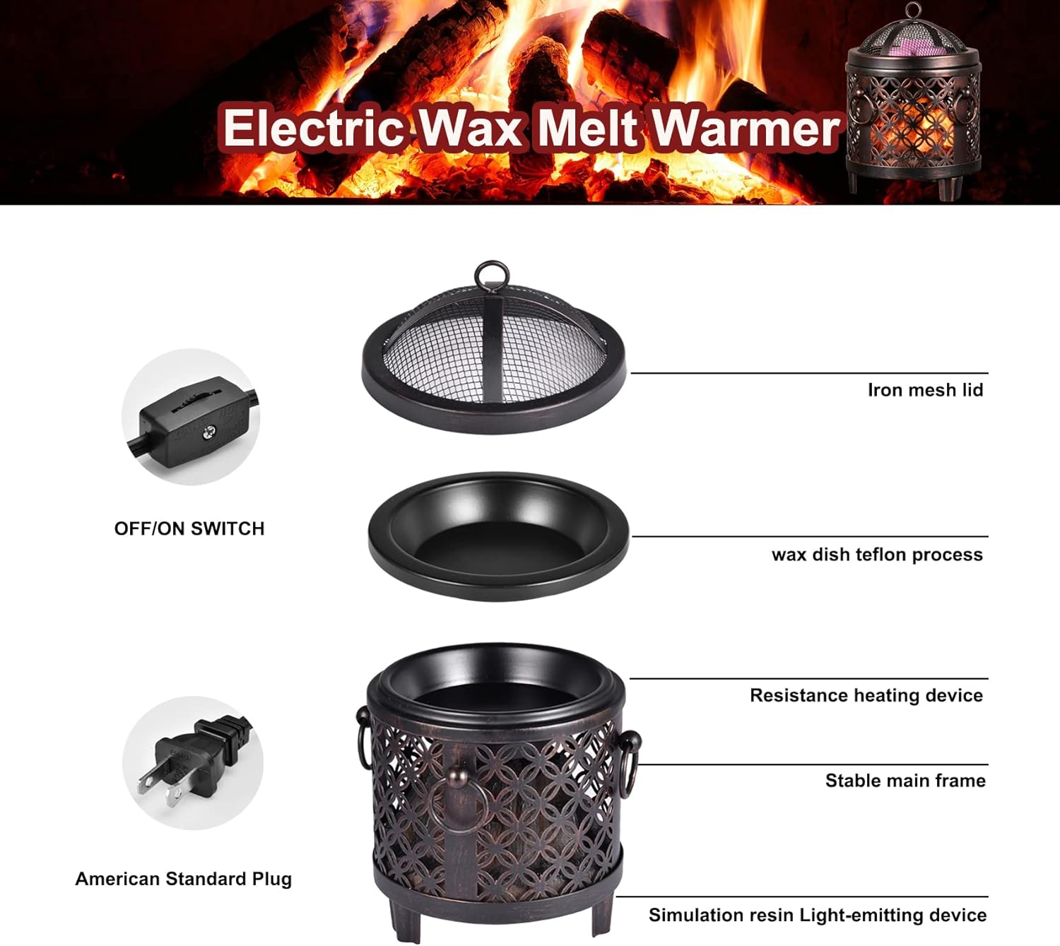 Copper Coin Wax Melt Warmer with 4-in-1 Function