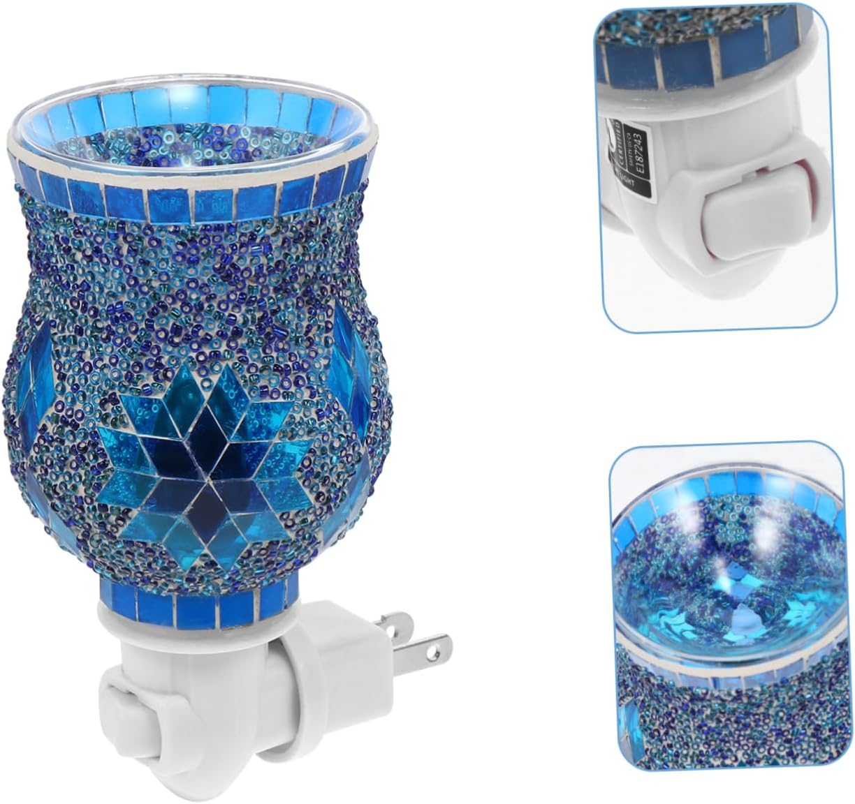 Plug In Aroma Essential Oil Lamp with Blue Snowflake Design
