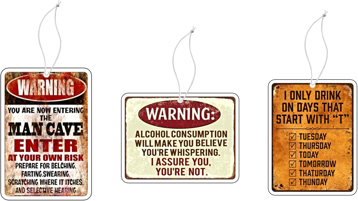 Hanging Funny Car Air Fresheners 3pcs Package with Long Lasting Scent