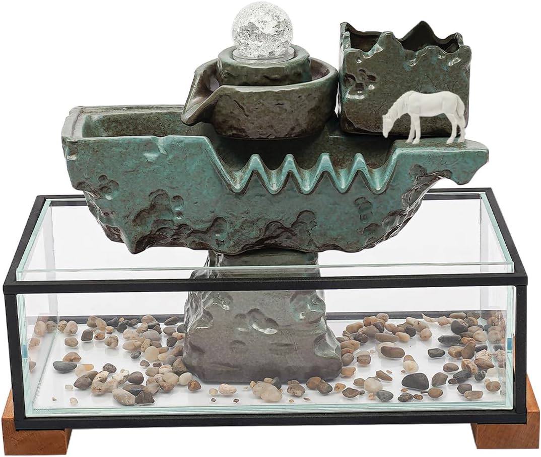 CNCEST Tabletop Water Fountain with LED Light