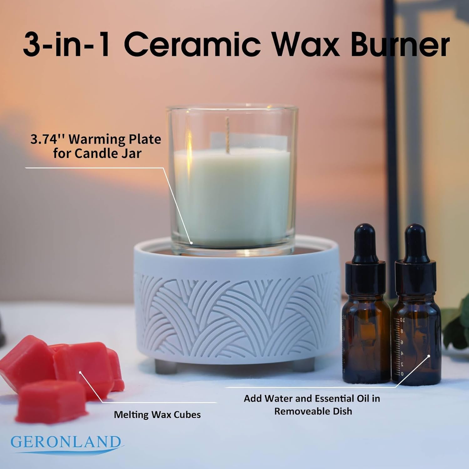 Geronland 3-in-1 Electric Wax Melt Warmer Ceramic