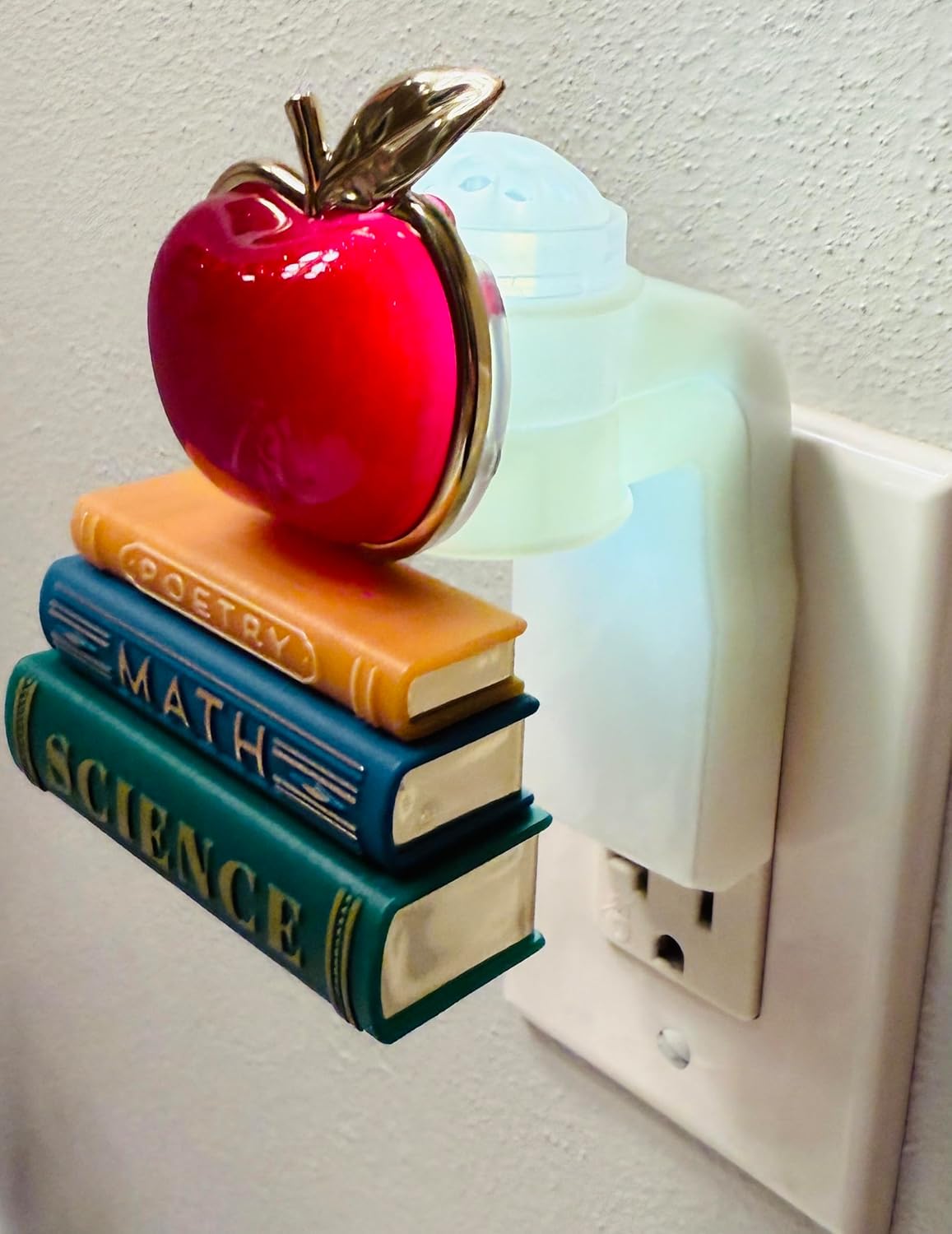 Red Apple On Books Adjustable Wallflowers Scent Control Nightlight Plug