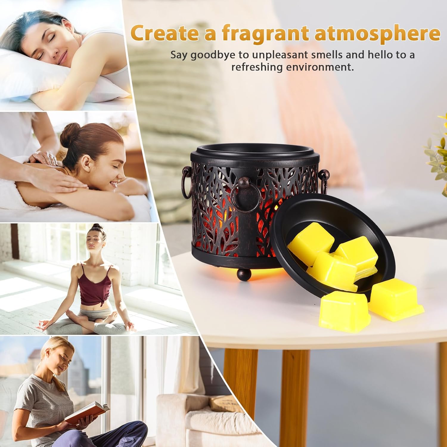 4-in-1 Full Metal Electric Wax Melter with Leaf Design