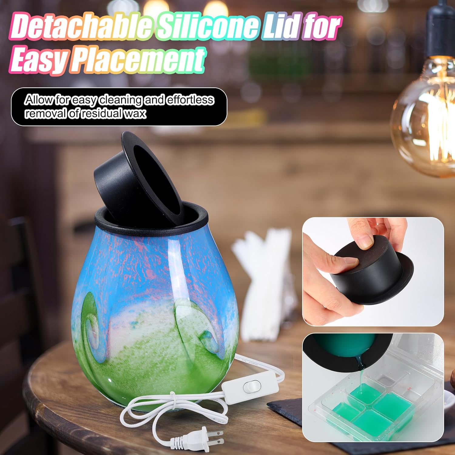 Tujoe 2 Pcs Electric Wax Melter with LED Light and PTC Heating