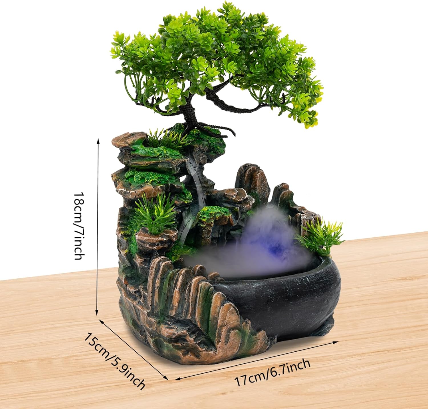 TBVECHI Tabletop Fountain with LED and Humidifier
