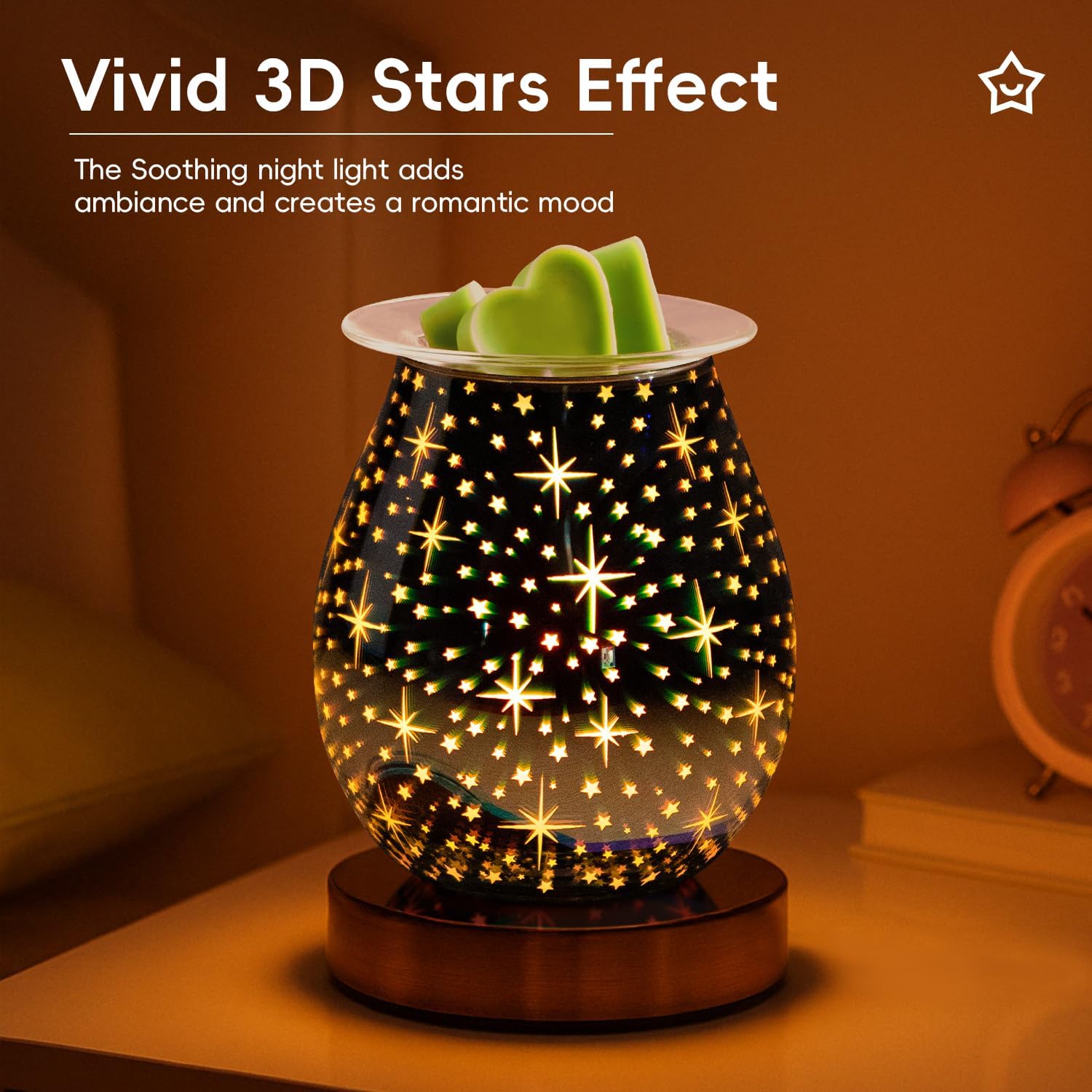 3D Glass Touch Electric Wax Warmer with Dimmable Light