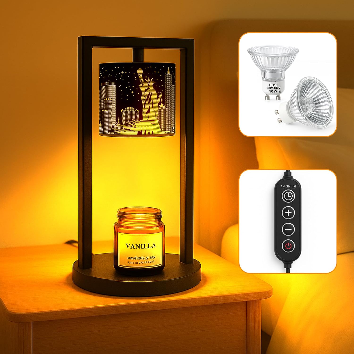 Statue of Liberty Candle Lamp Warmer with Timer and Dimmer