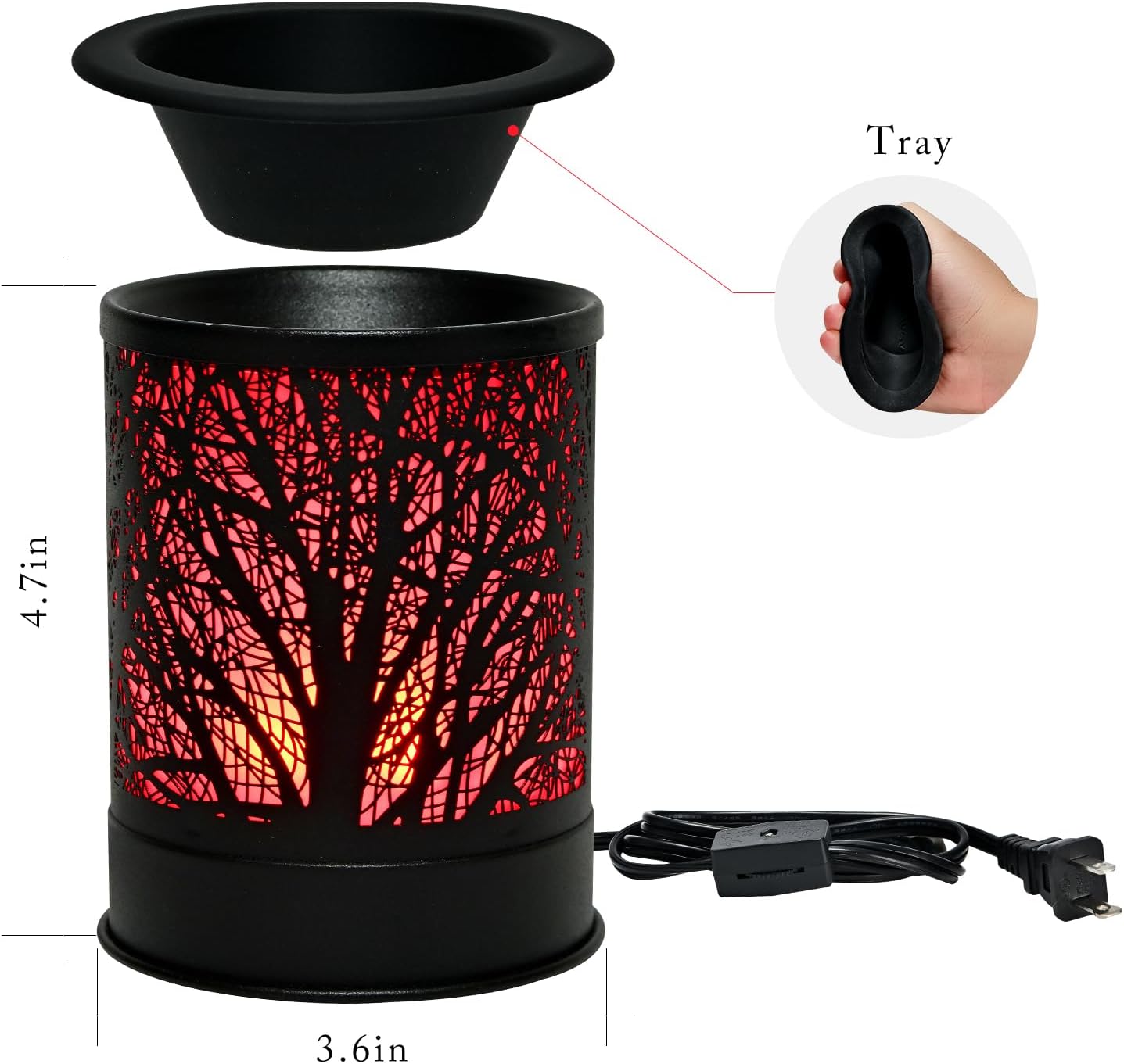 ASAWASA Metal Candle Wax Warmer with Changing Lights and Silicone Dishes