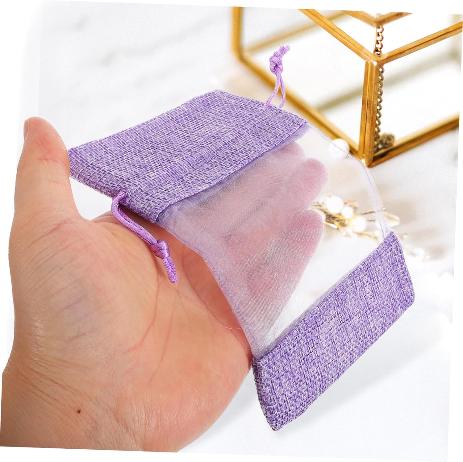 Cabilock 10pcs Lavender Sachet Bags with Drawstring Closure and Fine Mesh Design