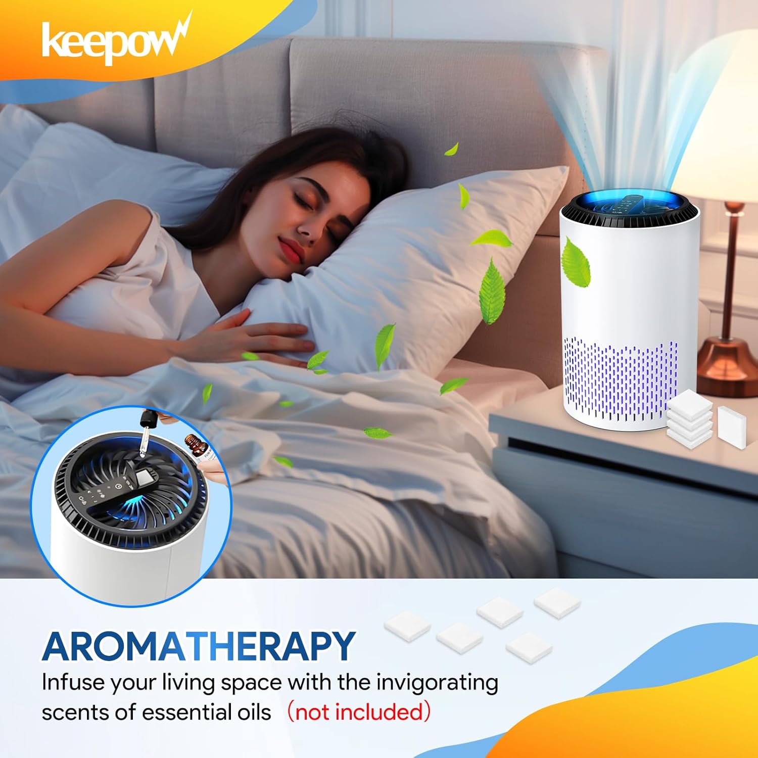 KEEPOW 50 Aroma Pads Replacement for AROEVE MK01 Air Purifier