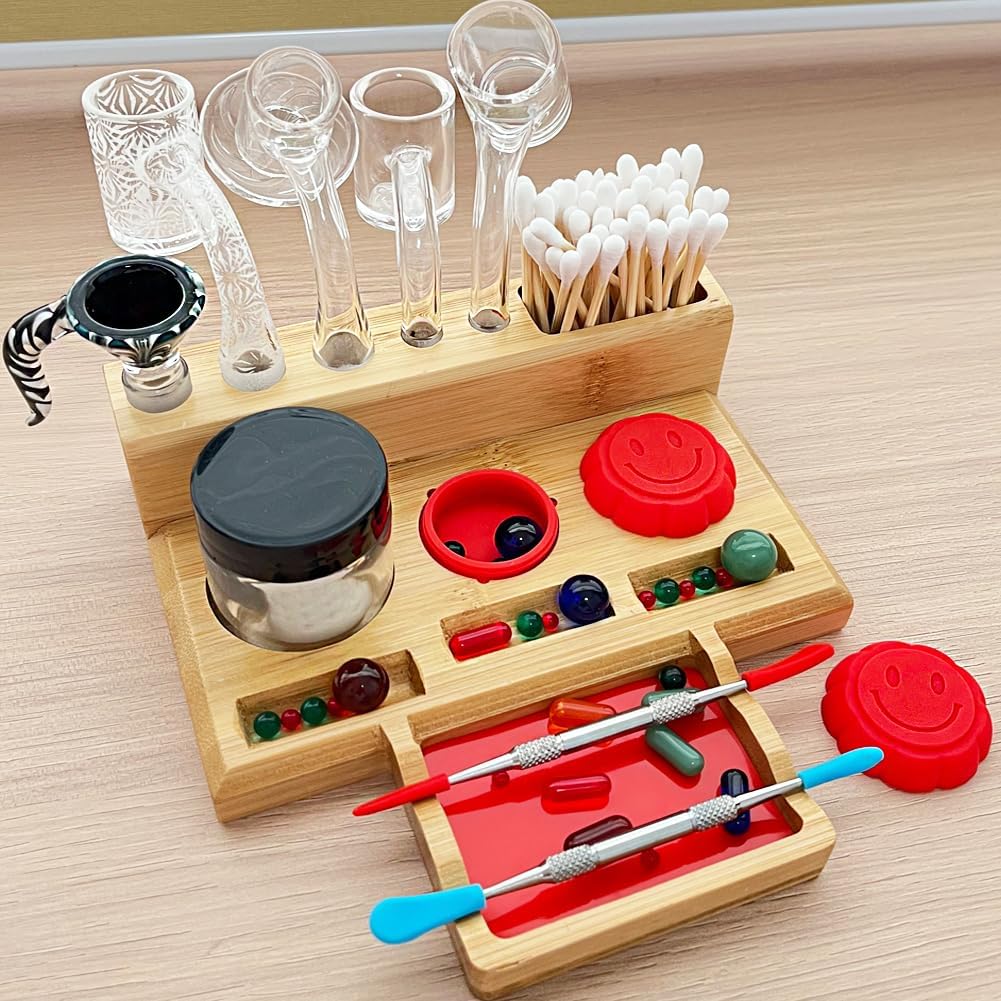 Desk Wax Tool Station Holder with Terp Pearl Tray and Cleaner