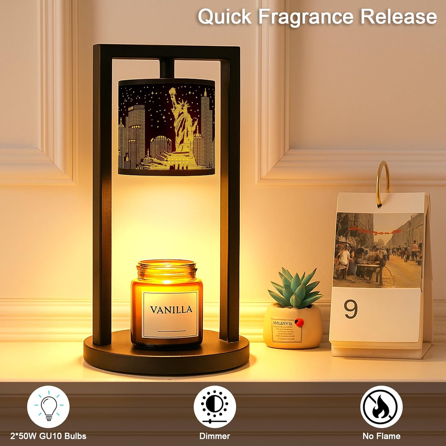 Statue of Liberty Candle Lamp Warmer with Timer and Dimmer