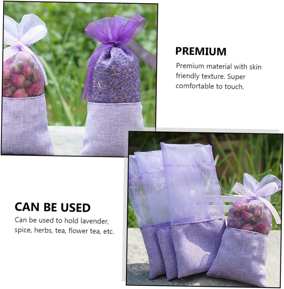 24Pcs Lavender Sachet Bags Premium Gauze Drawstring Pouches for Closets Drawers