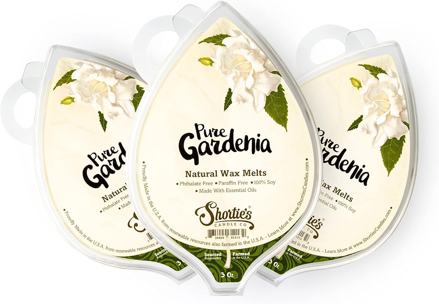 Shorties Candle Company Gardenia Soy Wax Melts 3 Pack