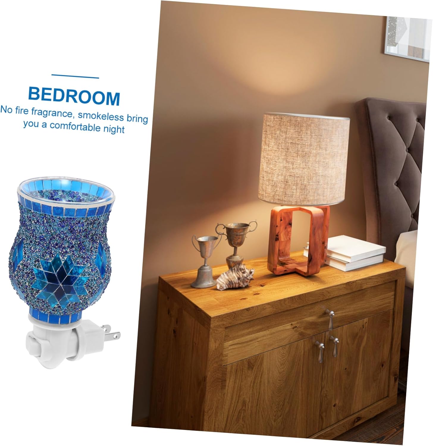 Plug In Aroma Essential Oil Lamp with Blue Snowflake Design