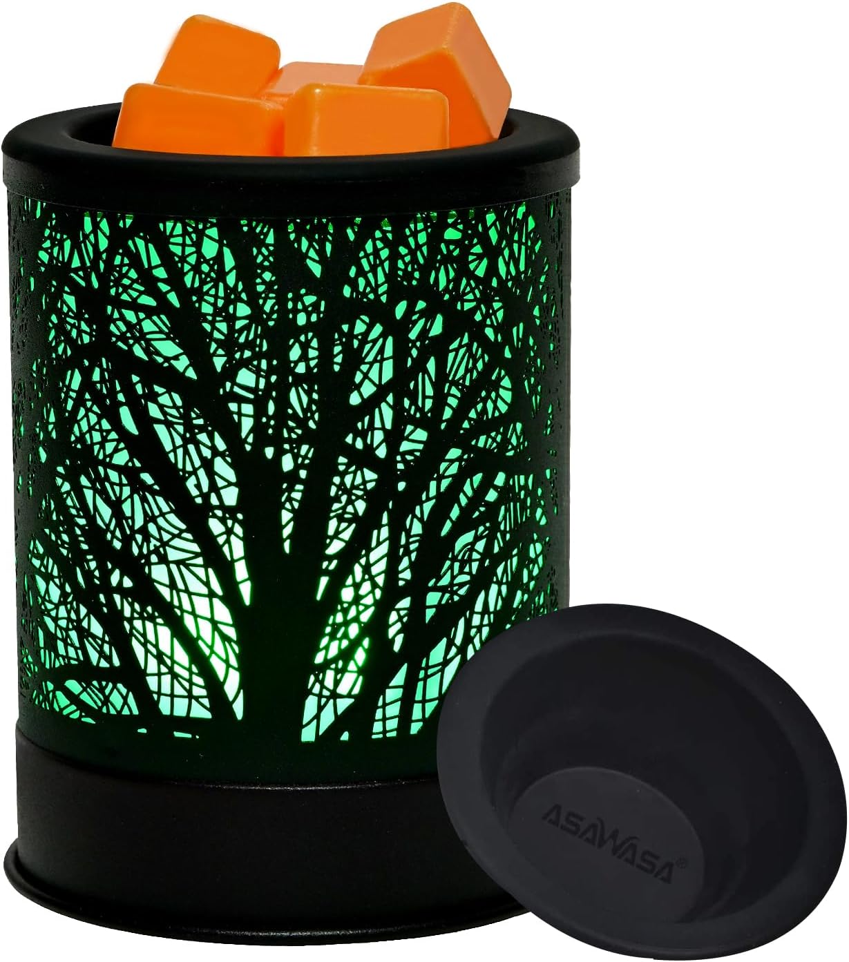 ASAWASA Metal Candle Wax Warmer with Changing Lights and Silicone Dishes
