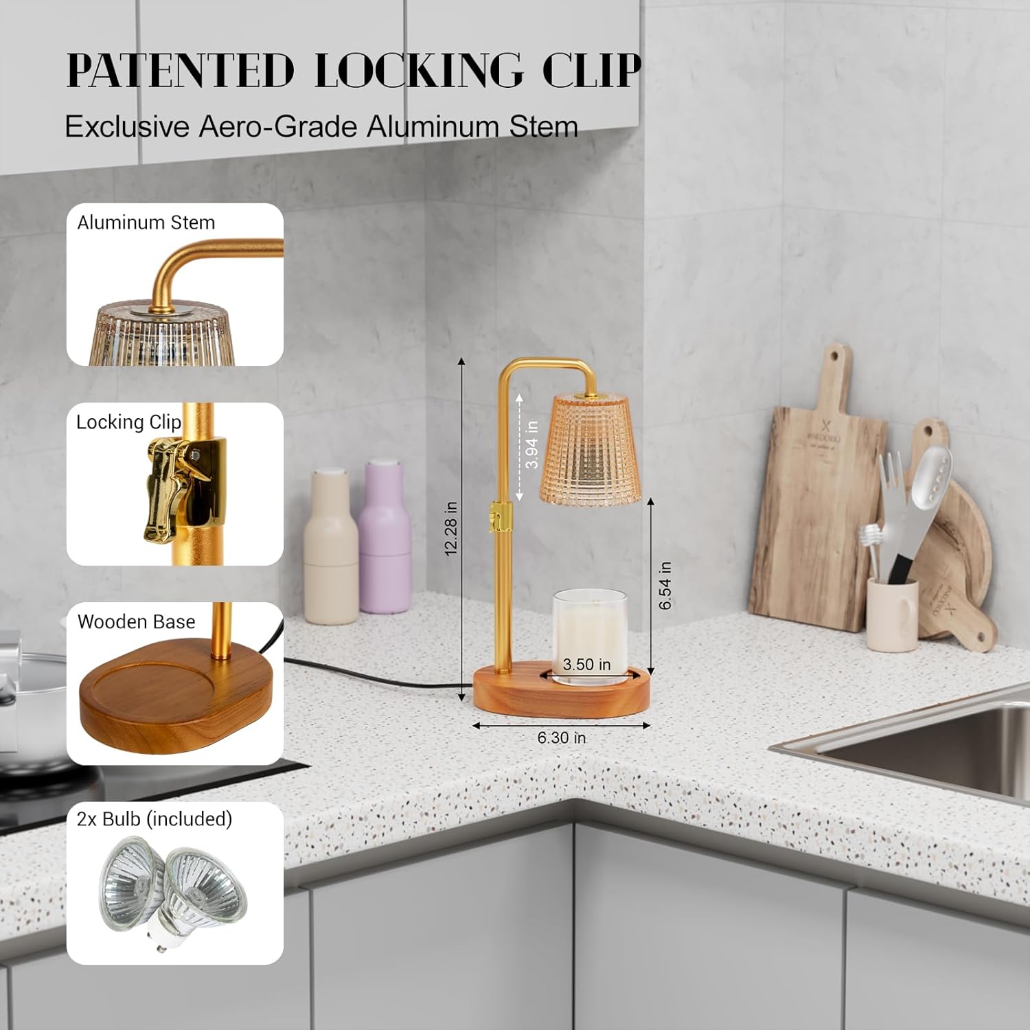 Aluminum Candle Warmer Lamp with Timer Dimmer