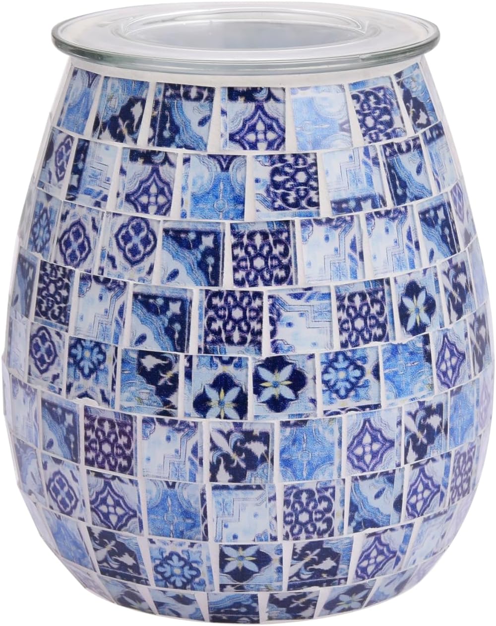 Dicimi Mosaic Glass Wax Warmer with Night Light and Essential Oil Diffuser