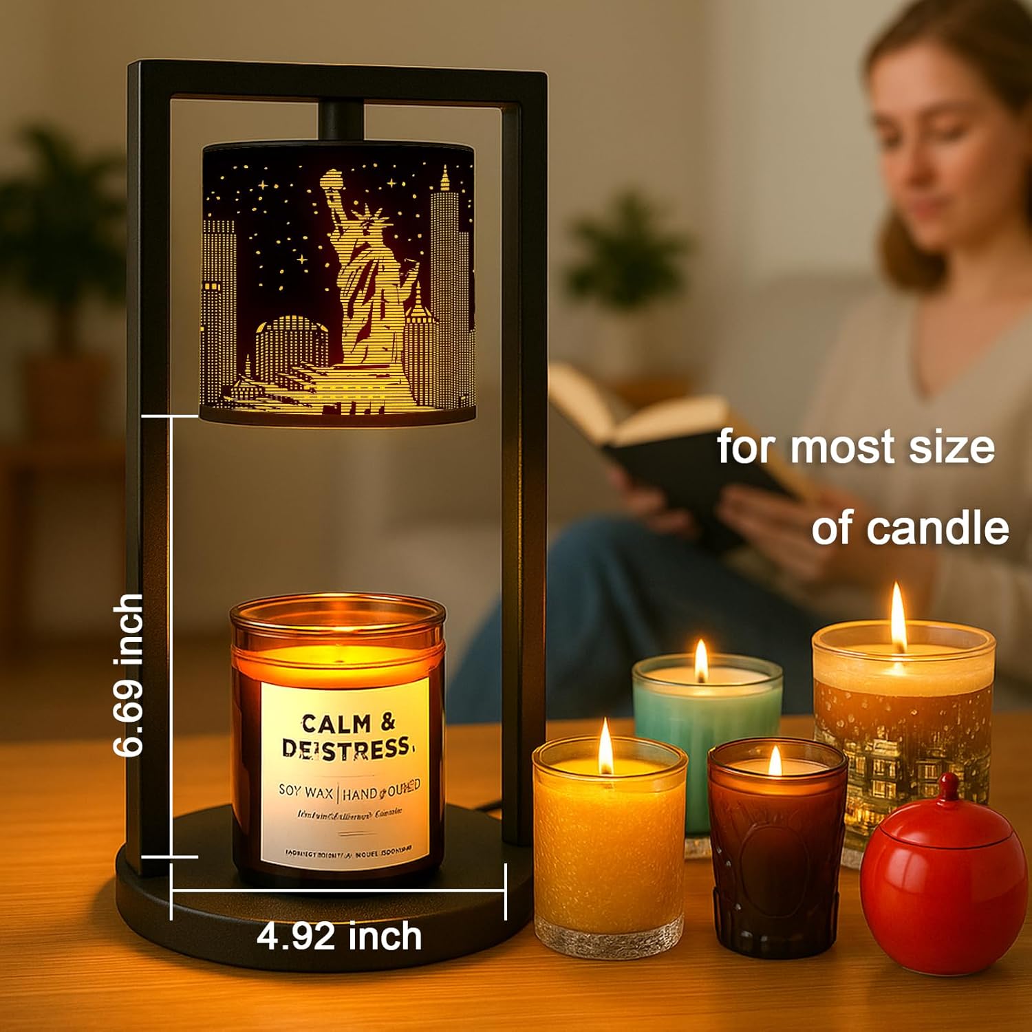 Statue of Liberty Candle Lamp Warmer with Timer and Dimmer
