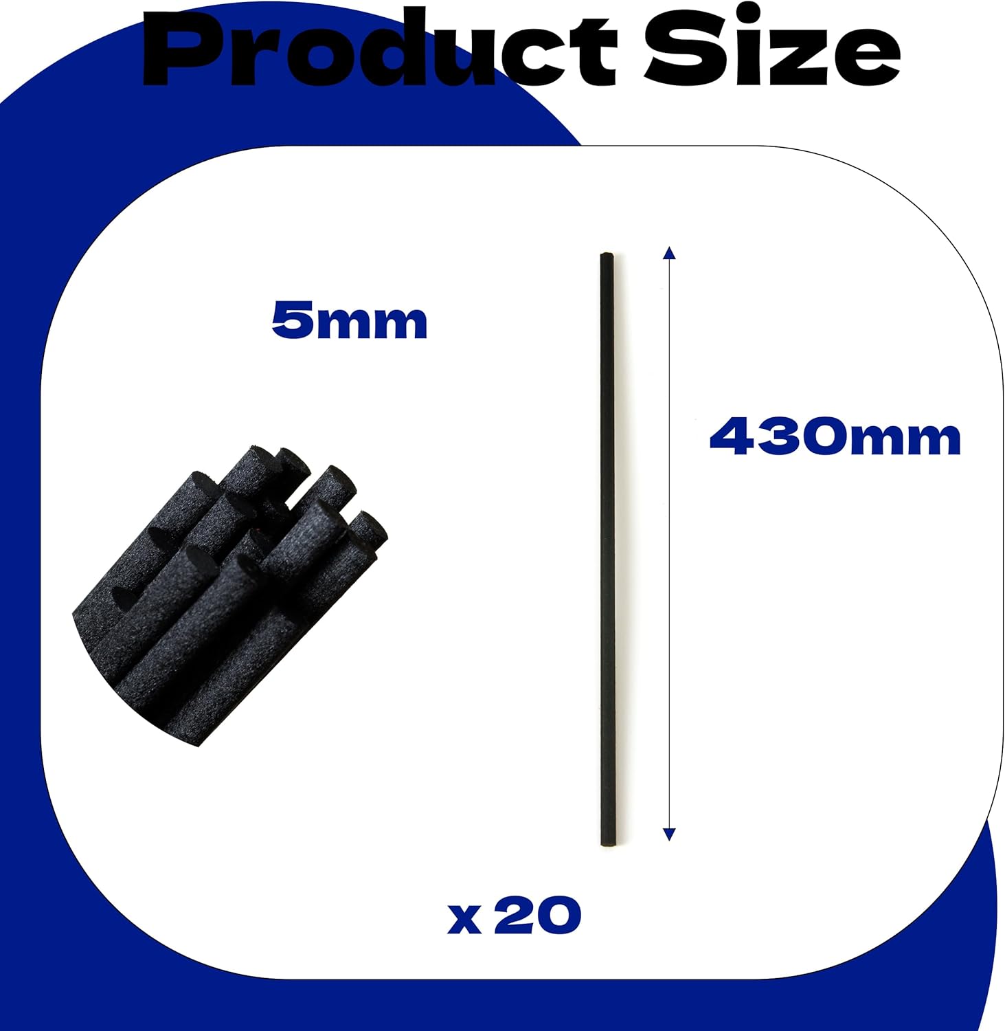 Black Fibre Reed Diffuser Sticks 20pcs 43cm x 5mm