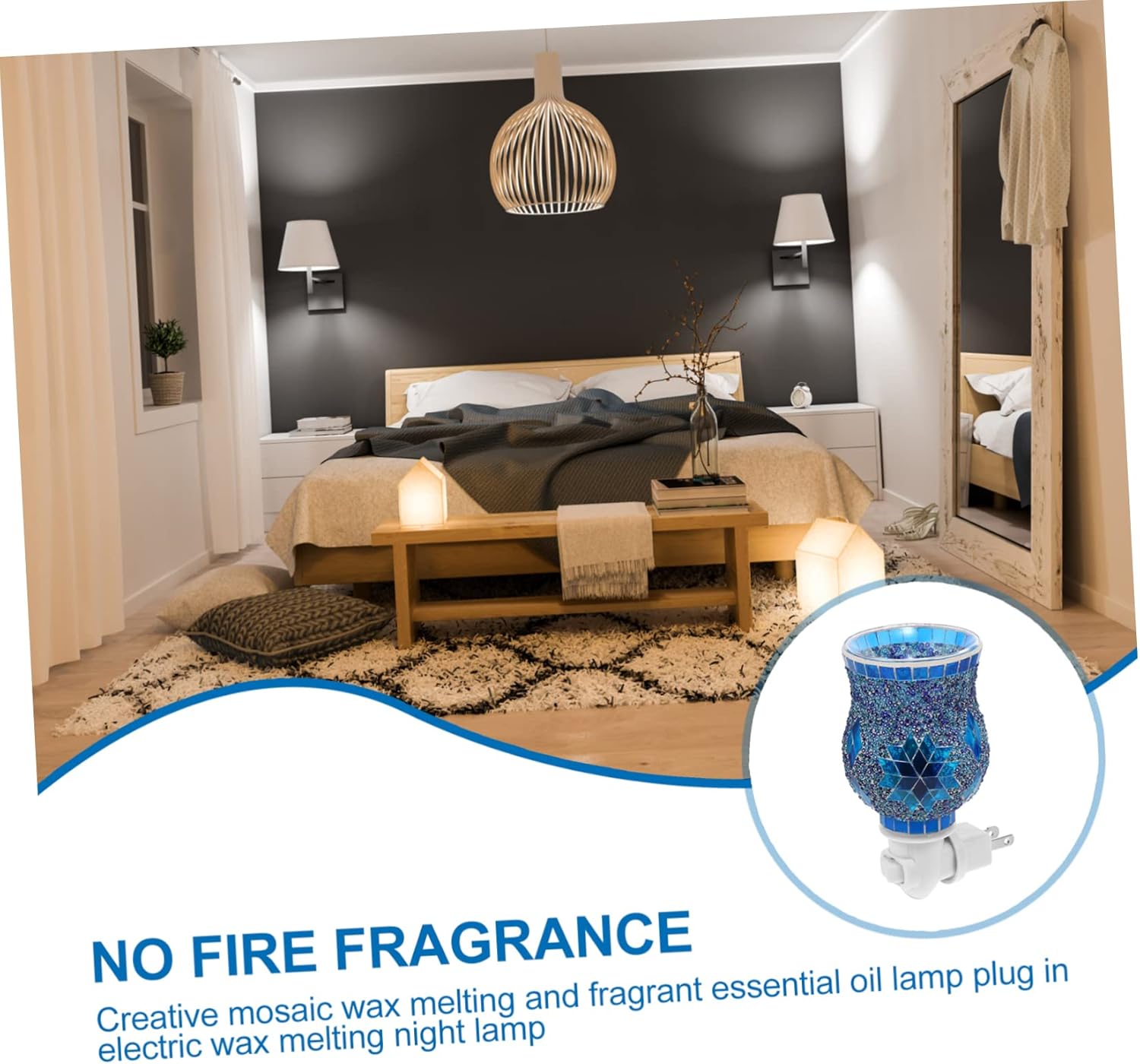 Plug In Aroma Essential Oil Lamp with Blue Snowflake Design