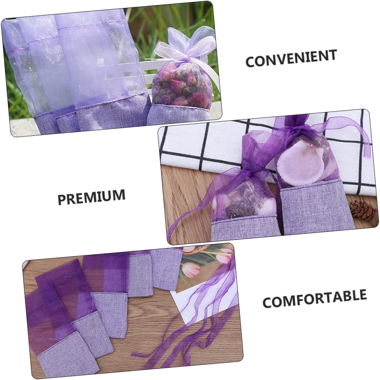 24Pcs Lavender Sachet Bags Premium Gauze Drawstring Pouches for Closets Drawers