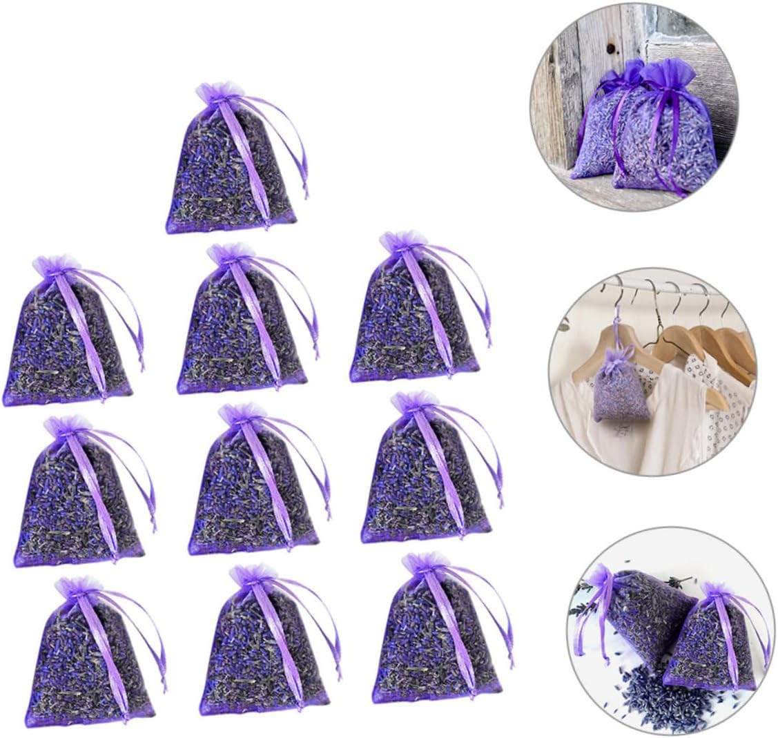 Wakauto 10Pcs Lavender Sachet Bags for Home Wardrobe and Car Freshener