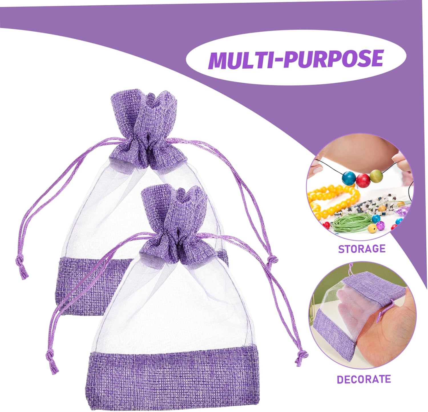 Cabilock 10pcs Lavender Sachet Bags with Drawstring Closure and Fine Mesh Design