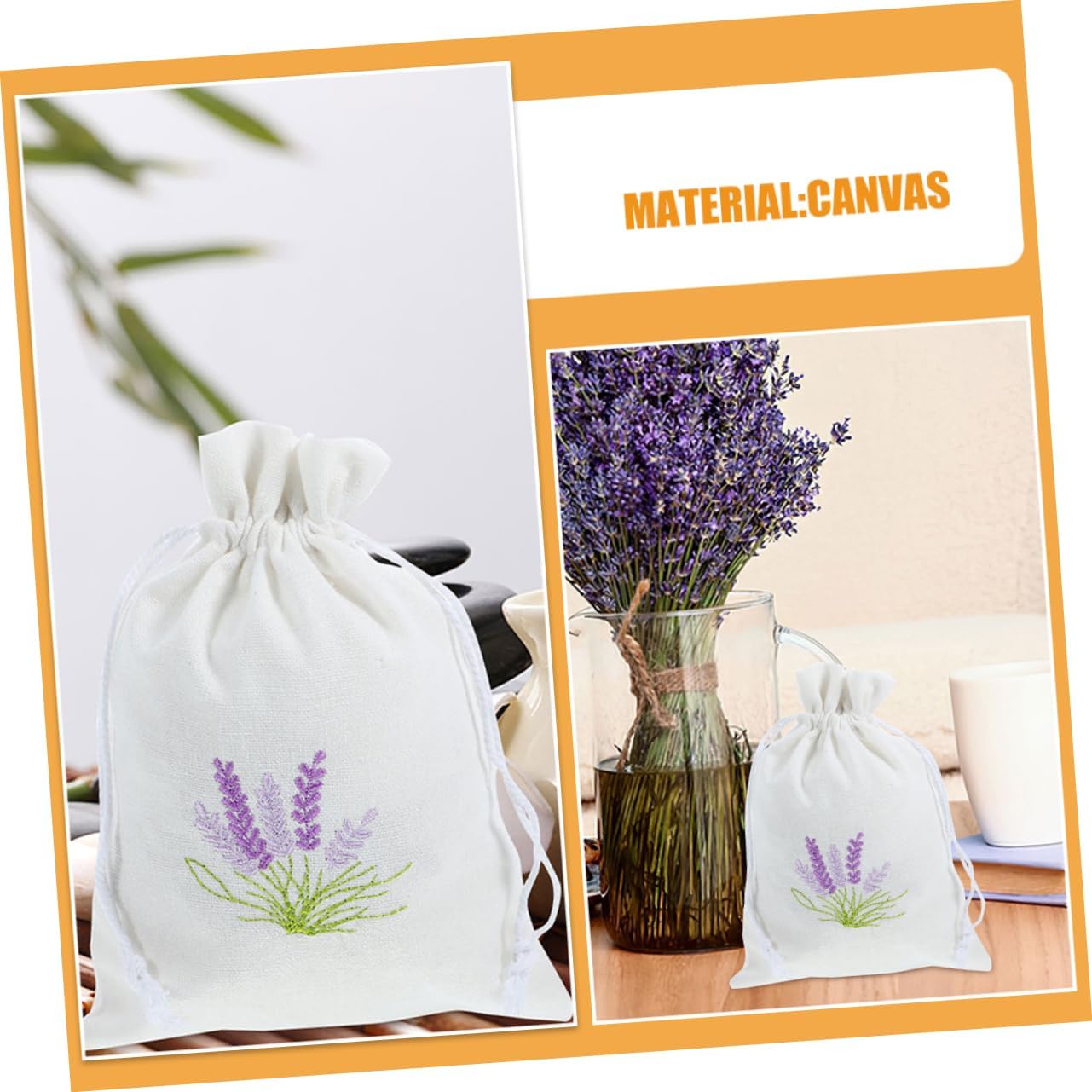 Zerodeko 4pc Lavender Sachet Bags Drawstring Pouches for Clothes