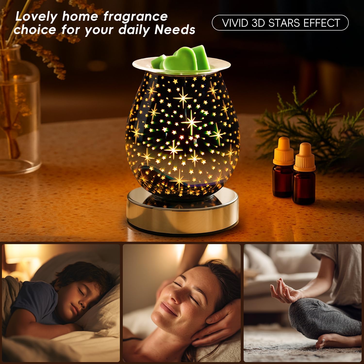 3D Glass Touch Electric Wax Warmer with Dimmable Light