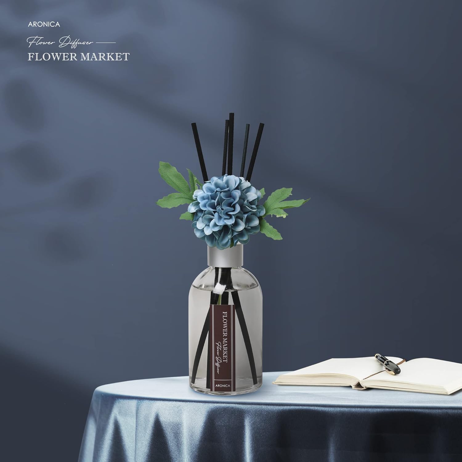 Aronica Teal Diffuser Set with Artificial Flowers