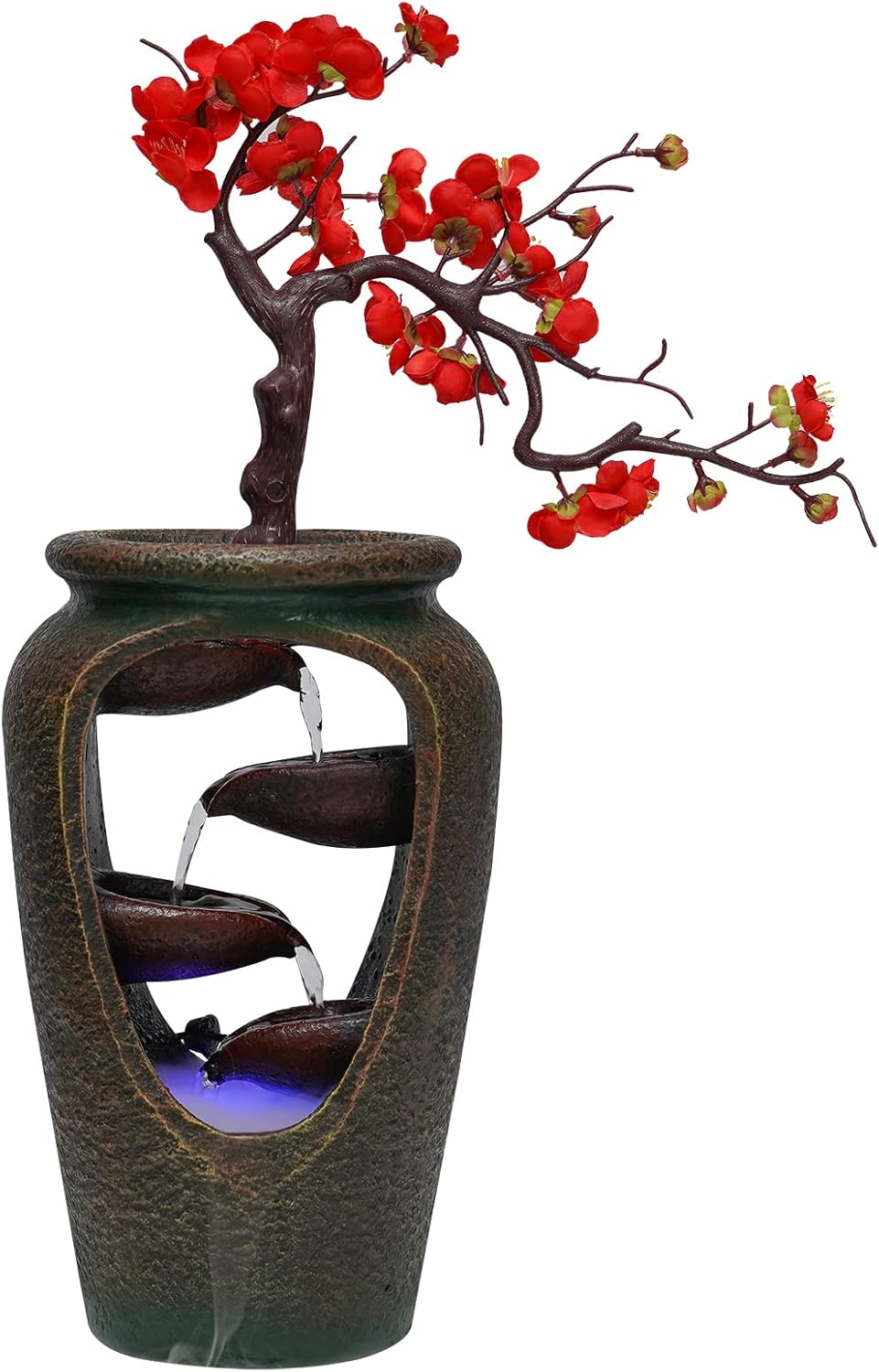 Indoor Desktop Fountain with LED Light and Plum Blossoms