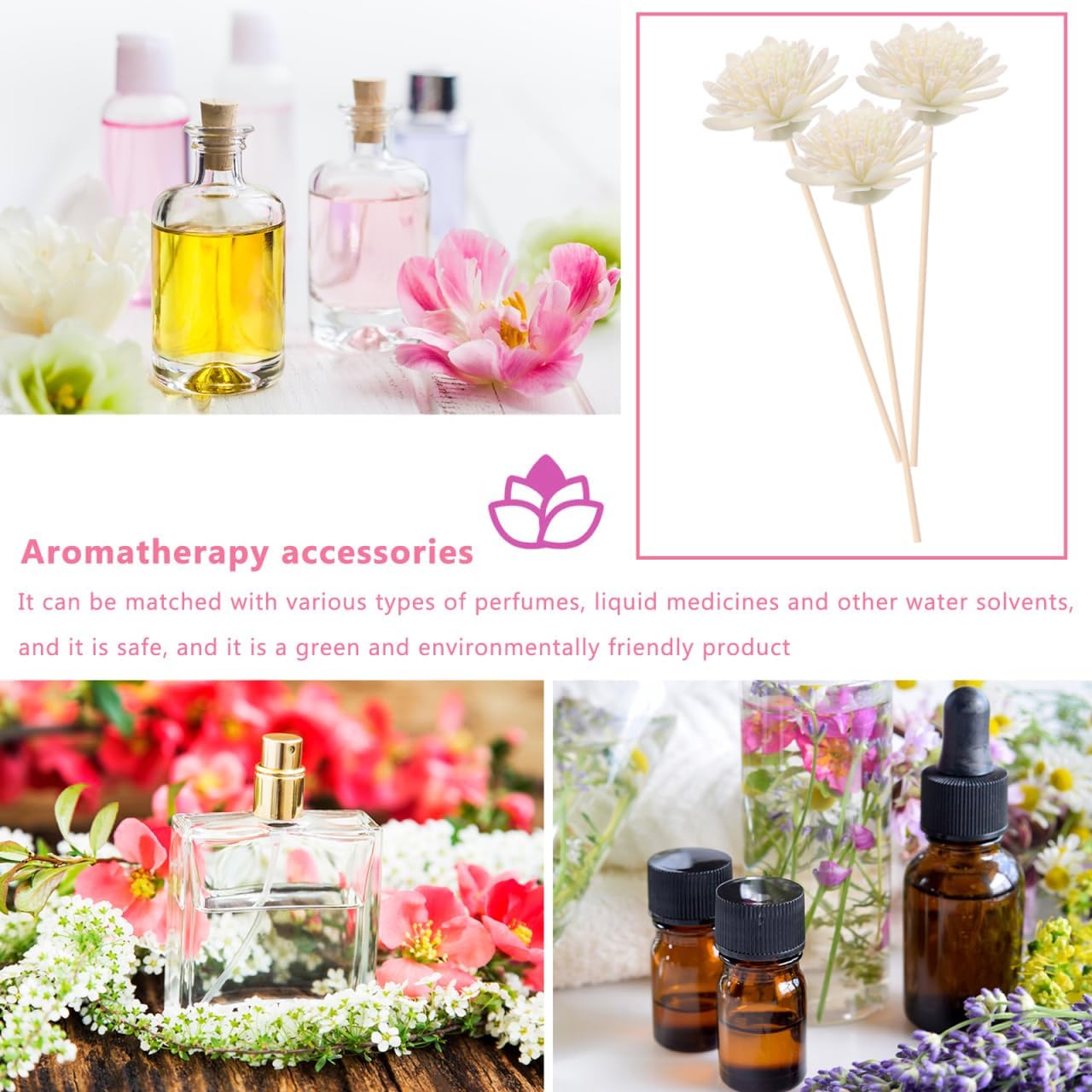 100pcs White Floral Reed Diffuser Aromatherapy Accessories