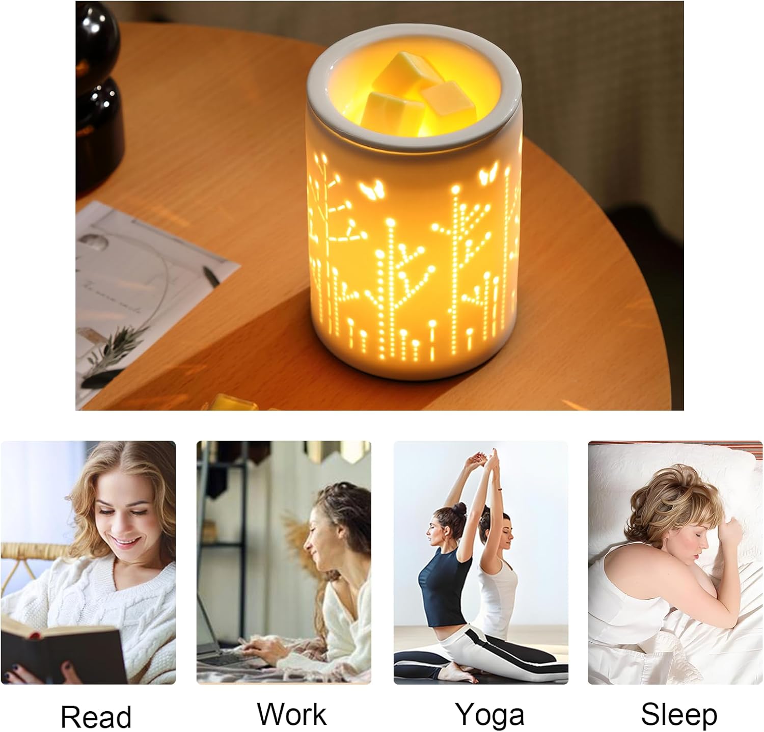 White Ceramic Electric Wax Melter with LED Light