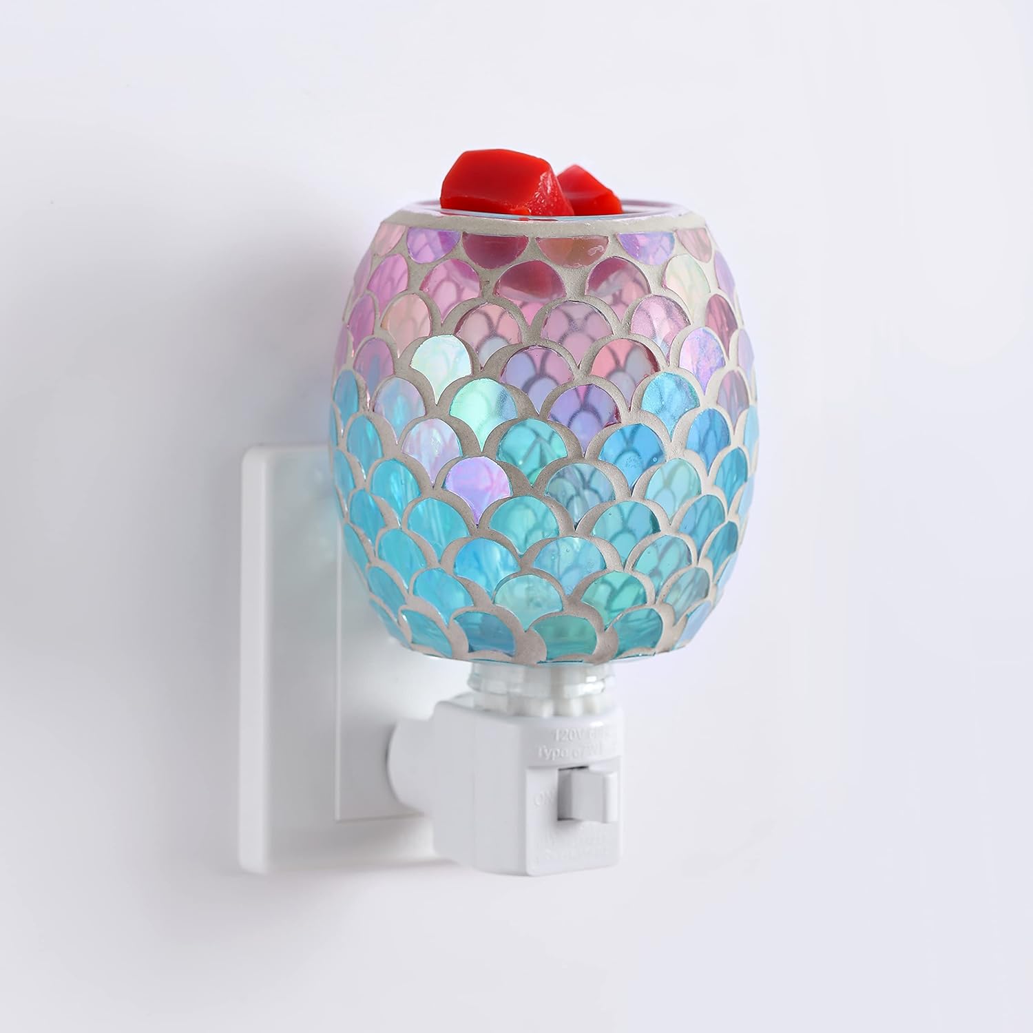 Mosaic Glass Plug-in Fragrance Wax Melt Warmer with Mermaid Design