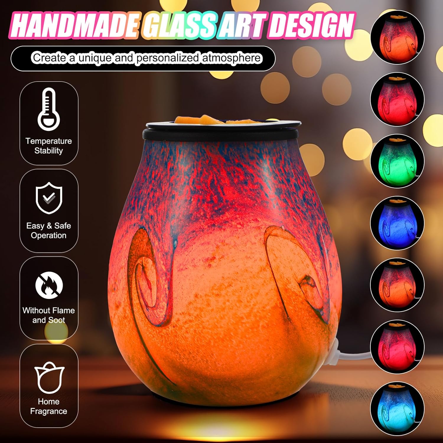 Tujoe 2 Pcs Electric Wax Melter with LED Light and PTC Heating