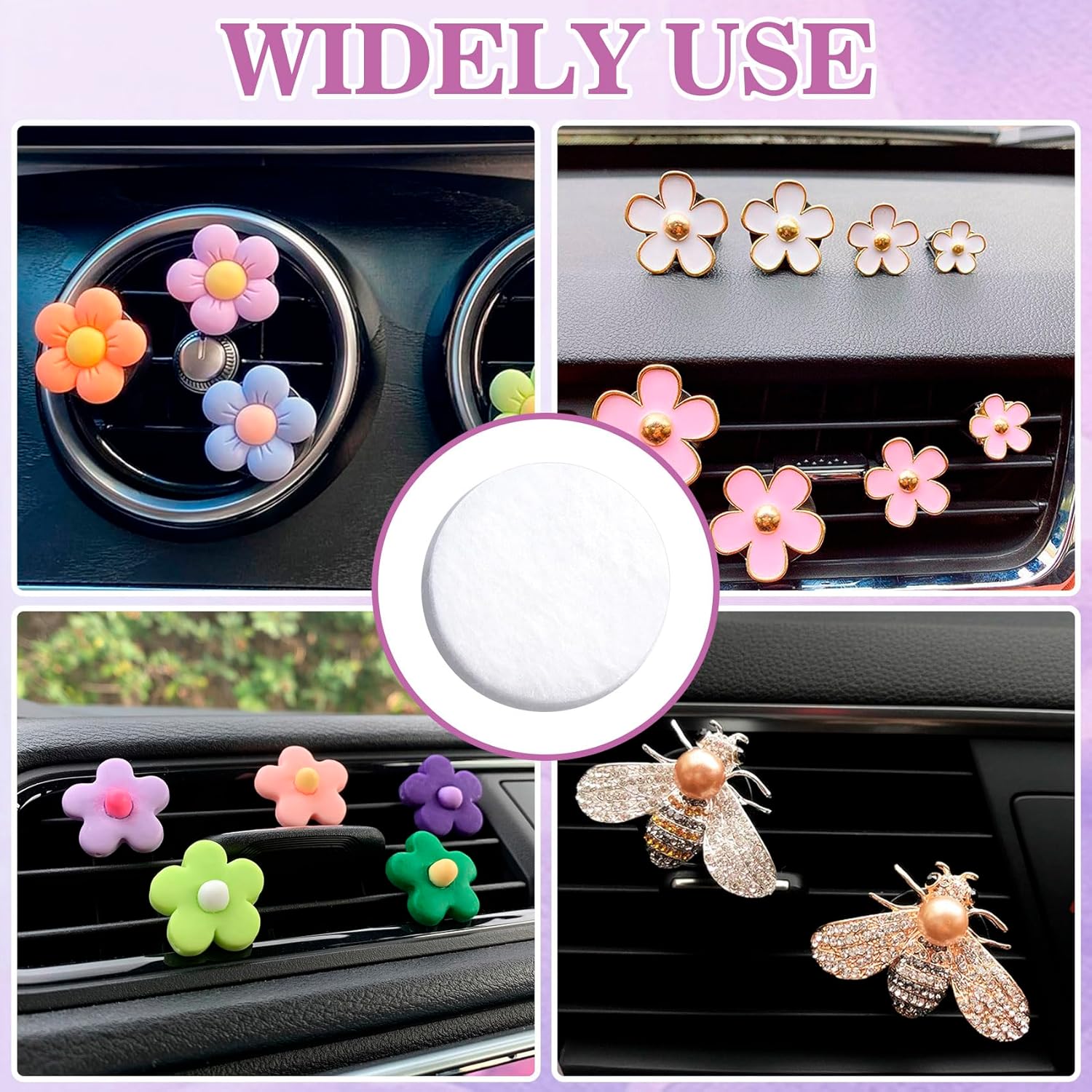 80pcs Unscented Aromatherapy Felt Pads for Car Diffuser - White
