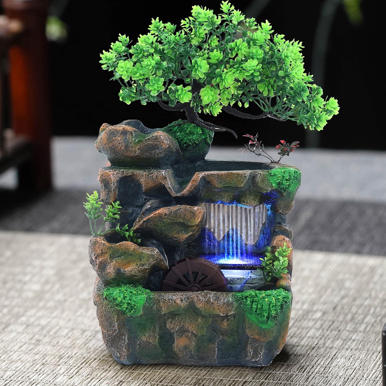 TFCFL Water Fountain with LED Light and Rock Design