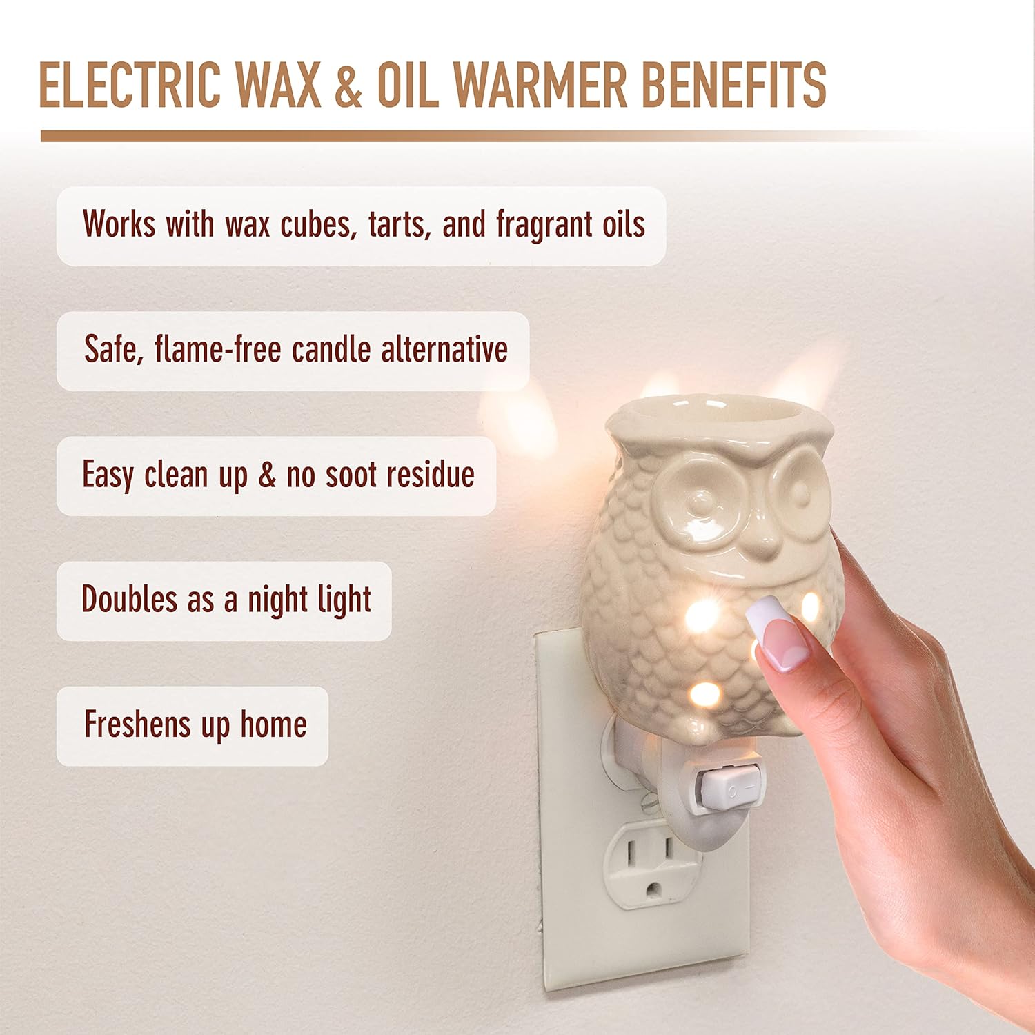 Owl Plug In Fragrance Wax Melt Warmers 2 Pack - Cinnamon Scented