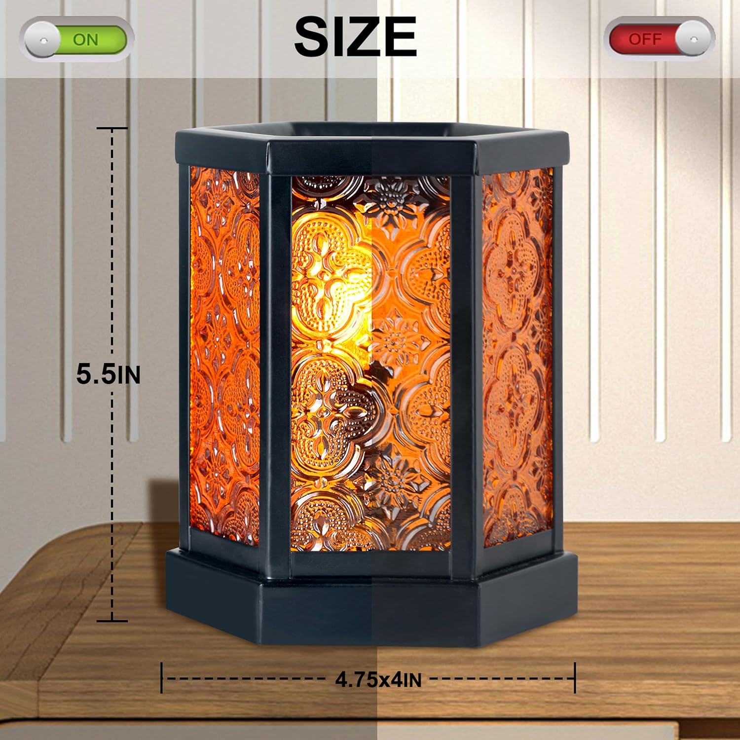 Moroccan Electric Wax Melt Warmer with Amber Glass