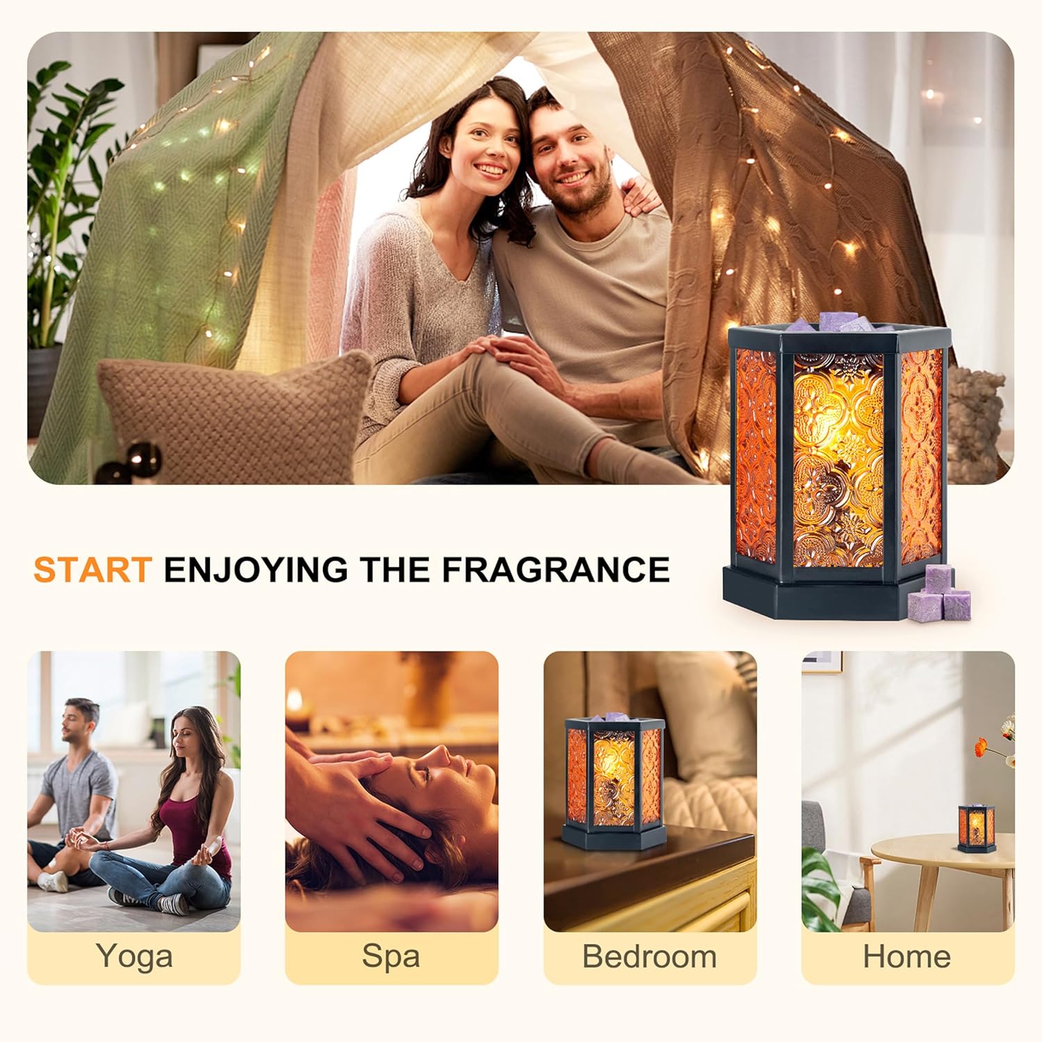 Moroccan Electric Wax Melt Warmer with Amber Glass