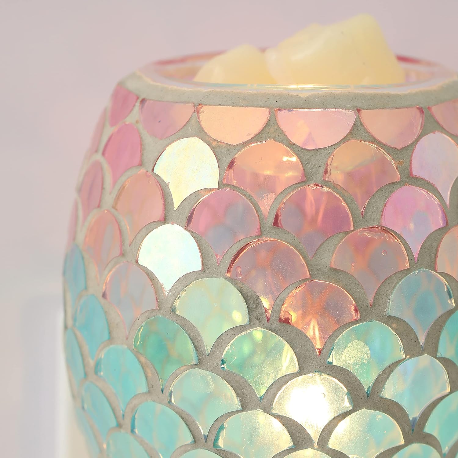 Mosaic Glass Plug-in Fragrance Wax Melt Warmer with Mermaid Design
