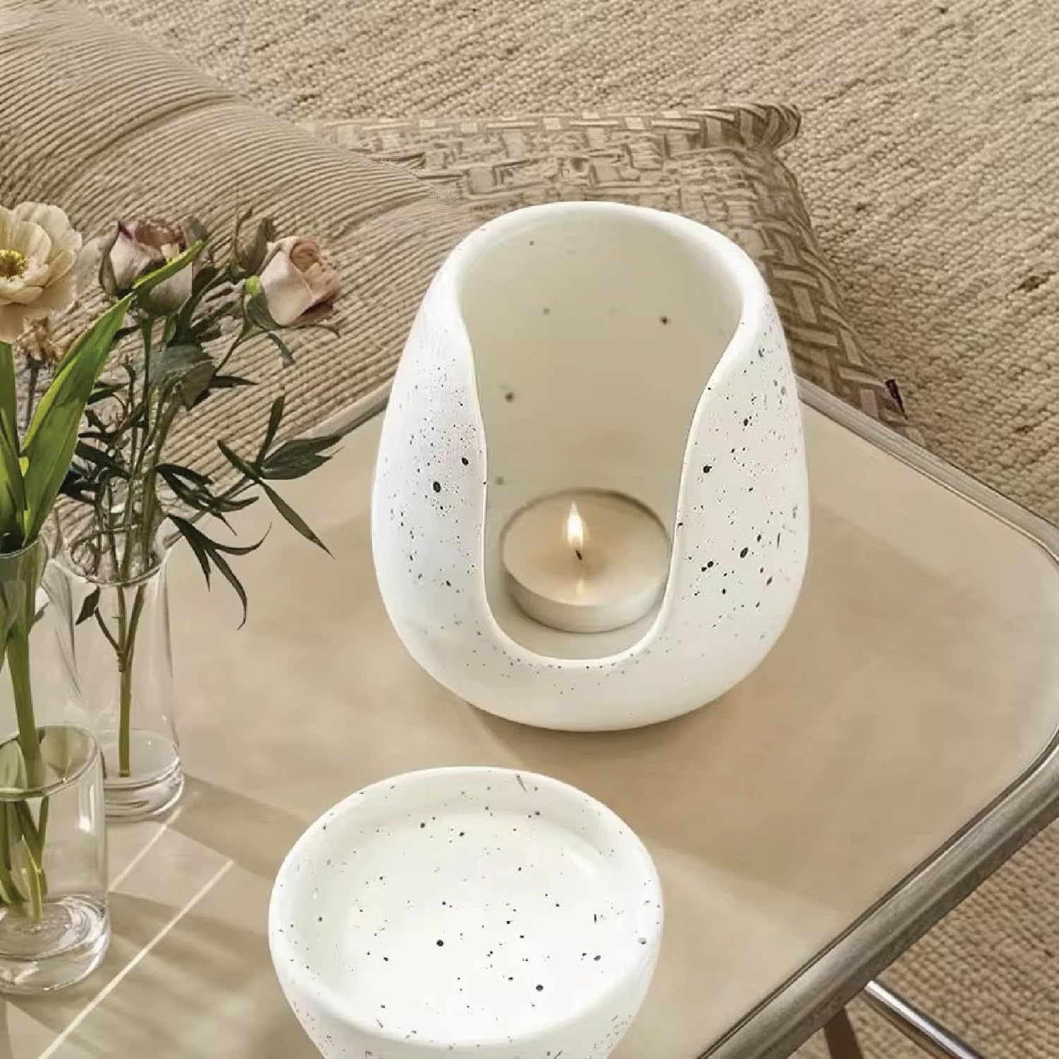 Ceramic Oil Burner - Tealight Essential Oil Warmer Minimalist Design