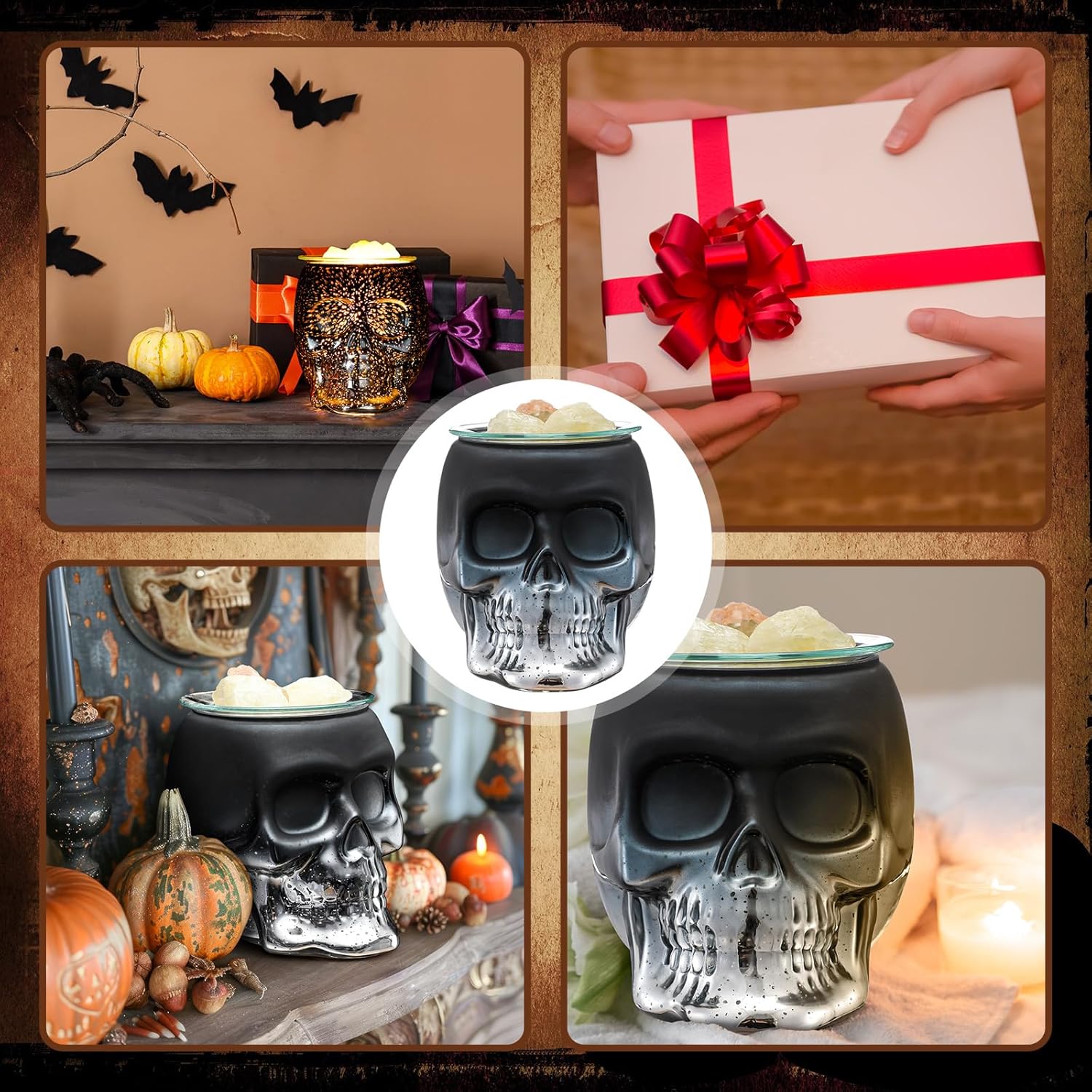 Halloween Skull Wax Melter with LED Light