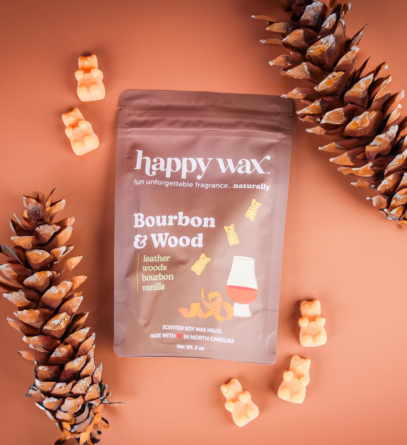 Happy Wax Bourbon Wood Scented Bear Wax Melts