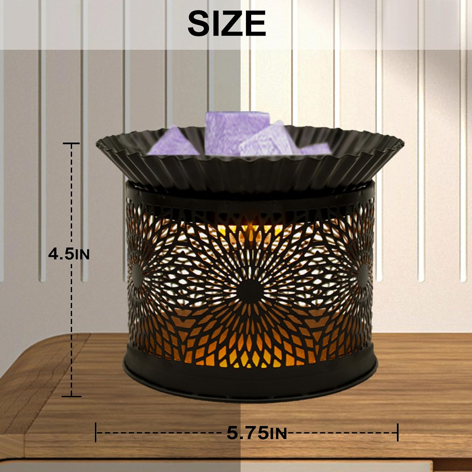 Electric Wax Melt Warmer Decorative Candle Burner Black Daisy