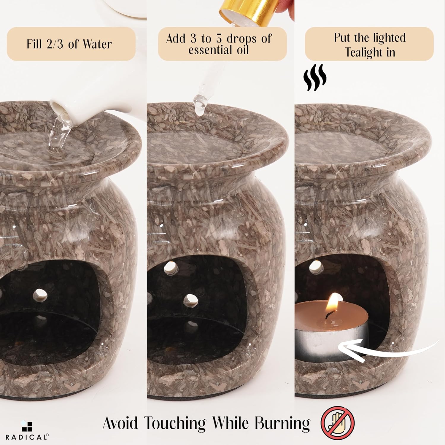 Radicaln Marble Oil Burner 4 Inch Oceanic Decor