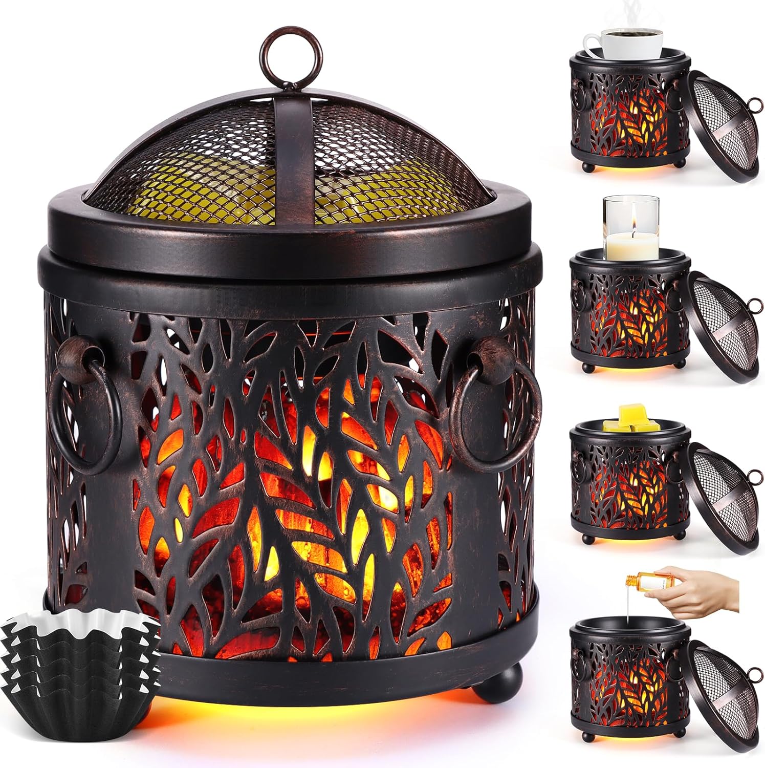 4-in-1 Full Metal Electric Wax Melter with Leaf Design